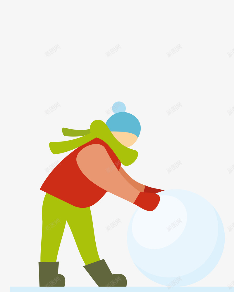 堆雪人的小孩png免抠素材_88icon https://88icon.com 冬季 冬季寒冷 堆雪人 玩雪 矢量堆雪人 矢量小孩 矢量玩雪