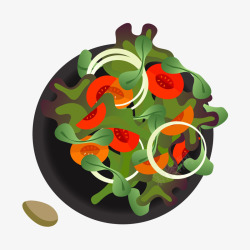 手绘面食蔬菜汤类美食元素矢量图素材