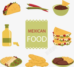 手绘墨西哥食物矢量图素材