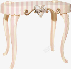 粉色条纹欧式复古桌子素材