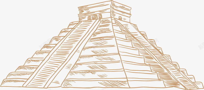 黄色线条玛雅金字塔png免抠素材_88icon https://88icon.com 休闲 冬季旅游 度假 旅行 玛雅 线条建筑 装饰图案 金字塔