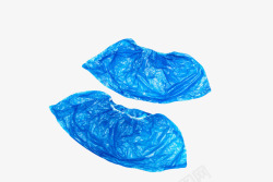 一双蓝色褶皱的塑料鞋套实物素材