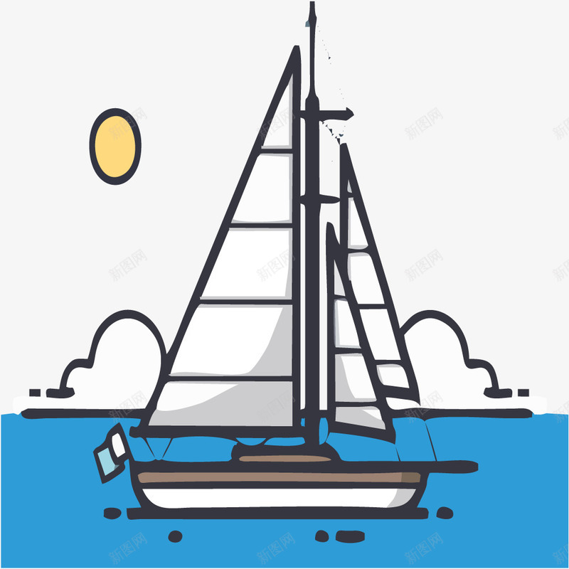 帆船与海面png免抠素材_88icon https://88icon.com 太阳 帆船 帆船png 海面