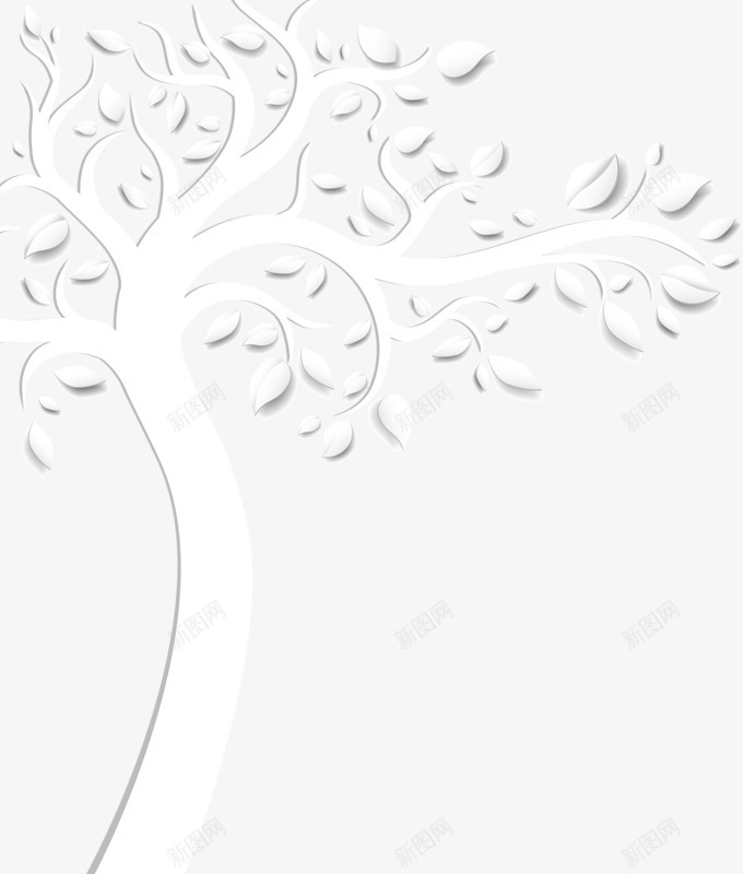 手绘白色创意大树png免抠素材_88icon https://88icon.com 创意 大树 手绘 白色