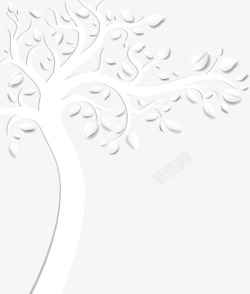 手绘白色创意大树素材