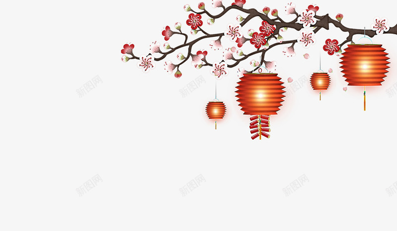传统中国风梅花灯笼春节装饰png免抠素材_88icon https://88icon.com 中国风 传统 喜庆装饰 春节 梅花 灯笼 装饰插图
