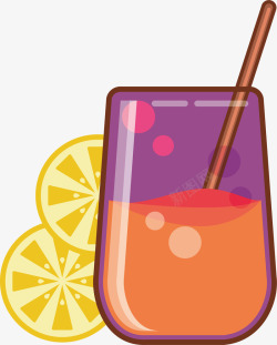 紫色杯子橙汁素材