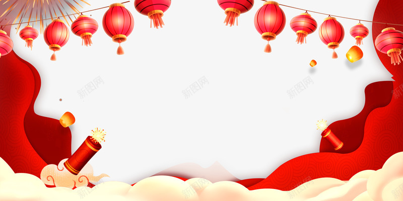 新年喜庆背景边框psd分层图png免抠素材_88icon https://88icon.com 喜迎新年 天灯 新年喜庆背景边框 欢庆佳节 欢度春节 灯笼 烟花 祥云 辞旧迎新 鞭炮