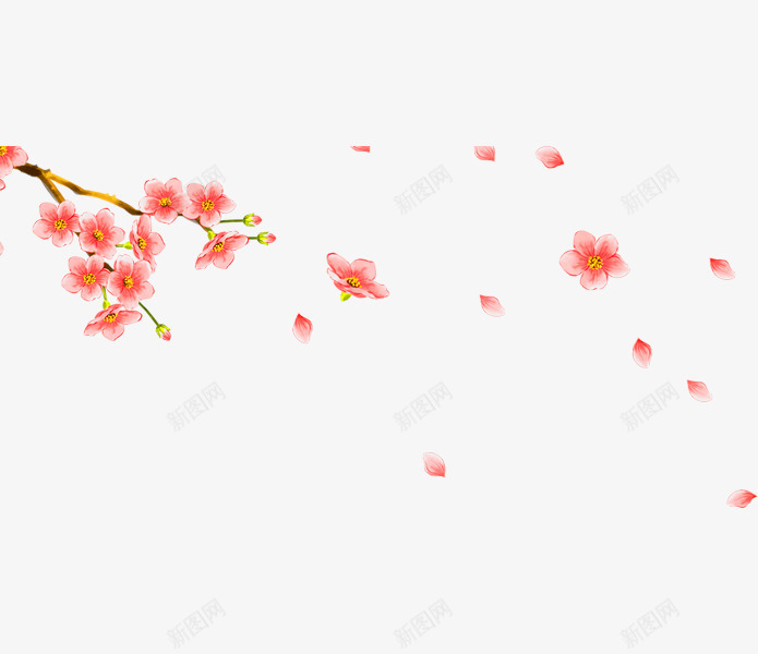 粉色飘扬桃花花瓣png免抠素材_88icon https://88icon.com 新年 新春 春节 桃花 粉色花边 美丽花枝 飘扬花边