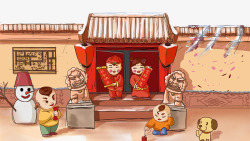 春节的传统习俗2018春节狗年插画高清图片
