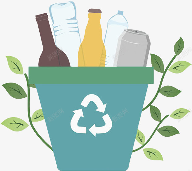环保垃圾桶png免抠素材_88icon https://88icon.com 卡通 垃圾 垃圾桶 手绘 水彩 环保 瓶子 绿色