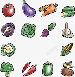 手绘水彩蔬菜矢量图素材