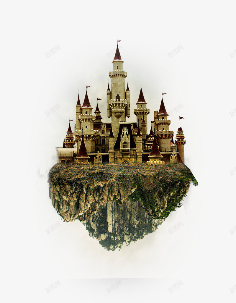漂浮城堡png免抠素材_88icon https://88icon.com 古堡 圆锥体屋顶 城堡 复古 悬浮的城堡 梦幻 梦幻古堡风景 欧洲 欧洲古堡 漂浮 灰色天空 白云 石山