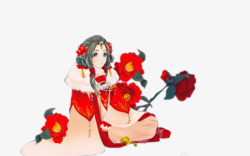 古典风水墨红衣妖娆美女素材