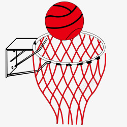 红色篮框与篮球素材