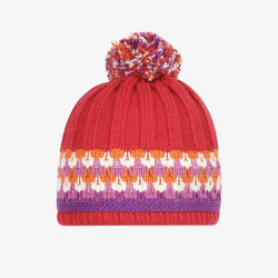 狐狸毛球针织帽红色帽子冬款高清图片