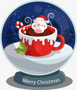 圣诞节大熊咖啡杯里的大熊水晶球矢量图高清图片
