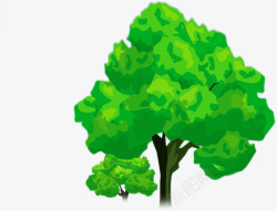 春天手绘绿色大树装饰素材