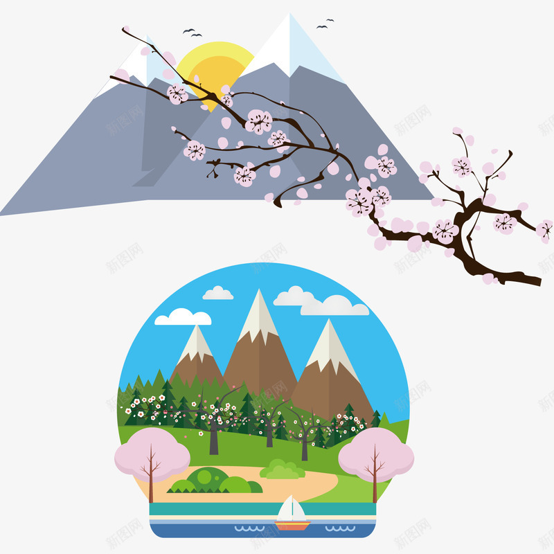 富士山景色png免抠素材_88icon https://88icon.com 出行 宣传 富士山 旅游 海报 风景