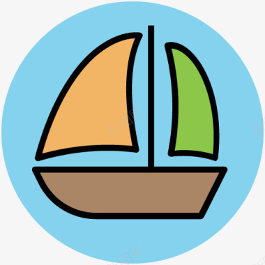 卡通旅行出行帆船图标图标