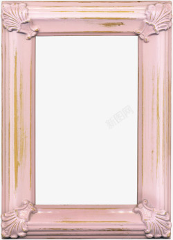 木质雕刻花纹粉色相框素材