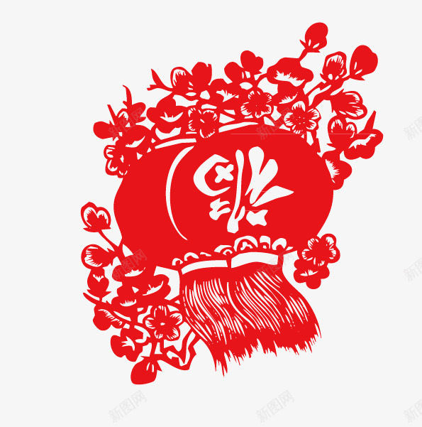 灯笼剪纸艺术png免抠素材_88icon https://88icon.com 中国红 春节 梅花 灯笼 福到 福字符