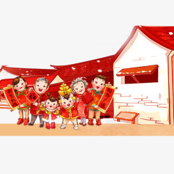 红色的喜庆中国年插画素材