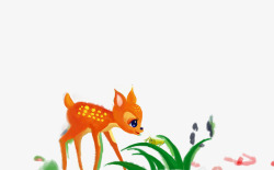 卡通手绘小鹿和蚂蚱对话素材