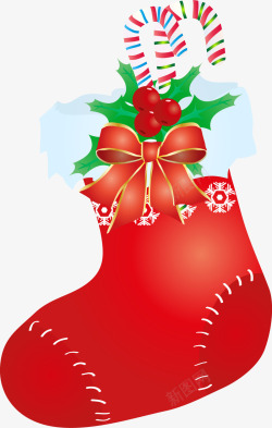 创意手绘扁平圣诞节元素拐杖红包素材