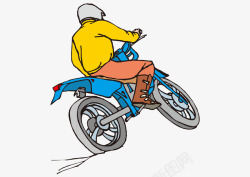 卡通手绘骑摩托车男人素材