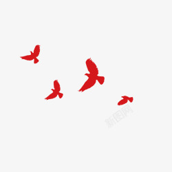 红色飞鸟漂浮装饰素材
