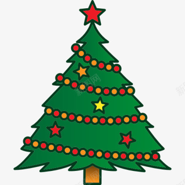 圣诞节装饰彩灯圣诞树图标图标