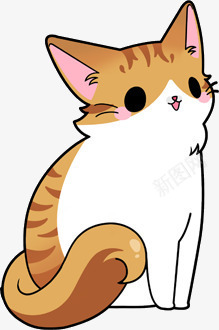 黄色小猫手绘卡通png免抠素材_88icon https://88icon.com 卡通 黄色