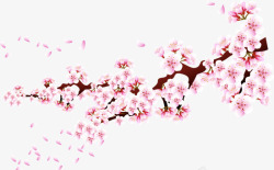 粉色中国风桃花花枝素材