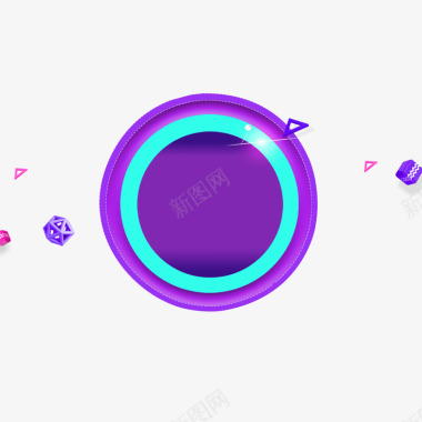 发光礼盒紫色圆环图标图标