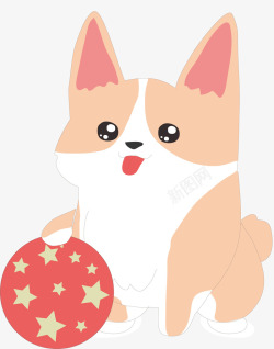 粉嫩嫩玩球的宠物狗矢量图高清图片
