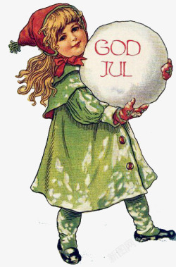 圣诞节抱着雪球的女孩素材