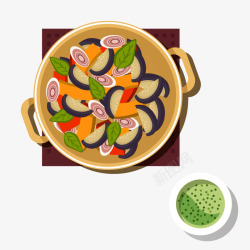 蔬果沙拉卡通美食洋葱烧茄子矢量图高清图片