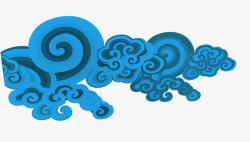 蓝色中国风祥云装饰图案素材