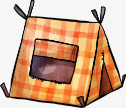 橘色格纹旅游帐篷矢量图素材
