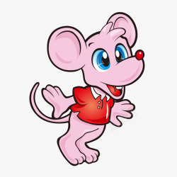 卡通粉红色的小老鼠矢量图素材