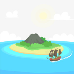 卡通海面孤岛高清图片