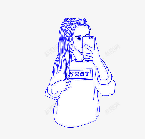 蒸汽波风格手绘简约女生自拍png免抠素材_88icon https://88icon.com 免抠下载 卡通手绘 实物 手绘 蒸汽波风格 装饰