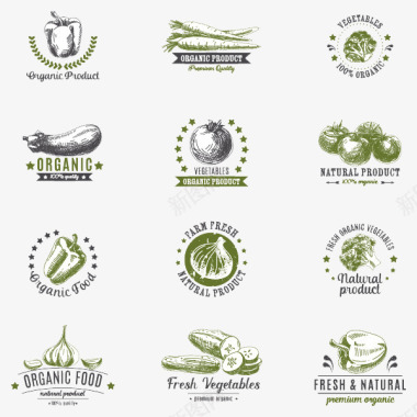 蔬菜有机食物标志图标图标