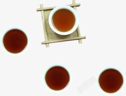 深色茶水中国风陈皮普洱茶杯图高清图片