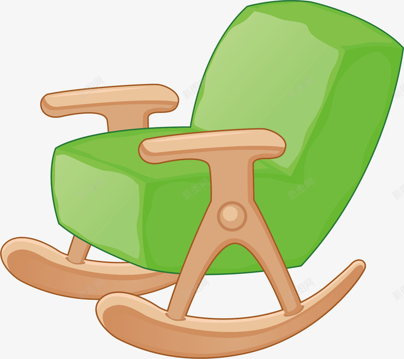 绿色木质摇椅png免抠素材_88icon https://88icon.com 卡通手绘 家具 摇椅 木质 椅子 水彩 绿色