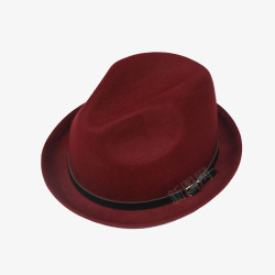 红色女士套头衫酒红色皮扣女士小礼帽高清图片
