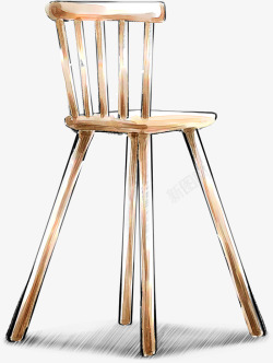 手绘素描木头椅子素材