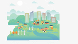 健康环境绿色城市矢量图素材