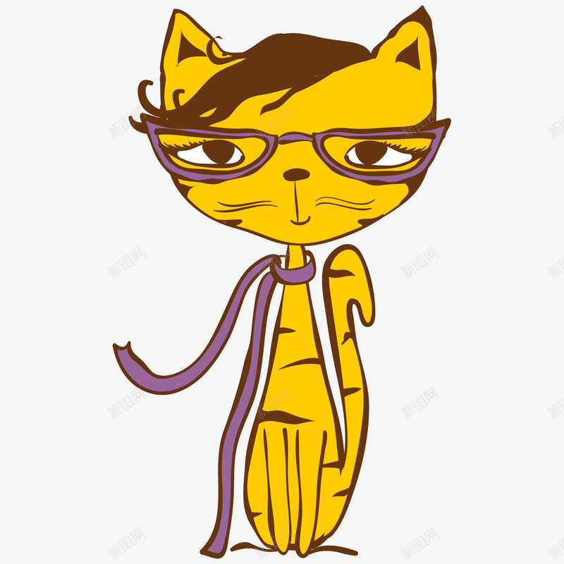 带着眼镜的可爱猫咪png免抠素材_88icon https://88icon.com 动物 卡通小猫 可爱猫咪 小猫 手绘猫咪 眼镜 黄色小猫